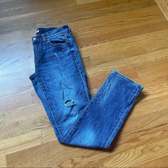 J. Crew Medium Wash Distressed Straight Leg Jeans - Picture 1 of 7